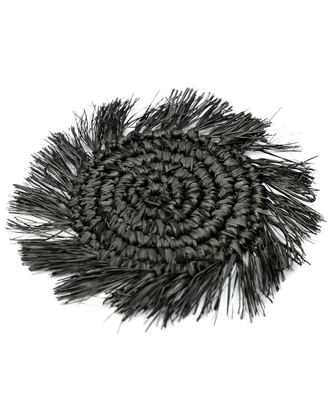 Bazar Bizar De Fringe Raffia Onderzetter - Zwart