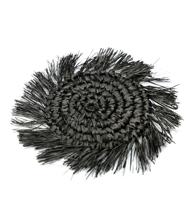 Bazar Bizar De Fringe Raffia Onderzetter - Zwart