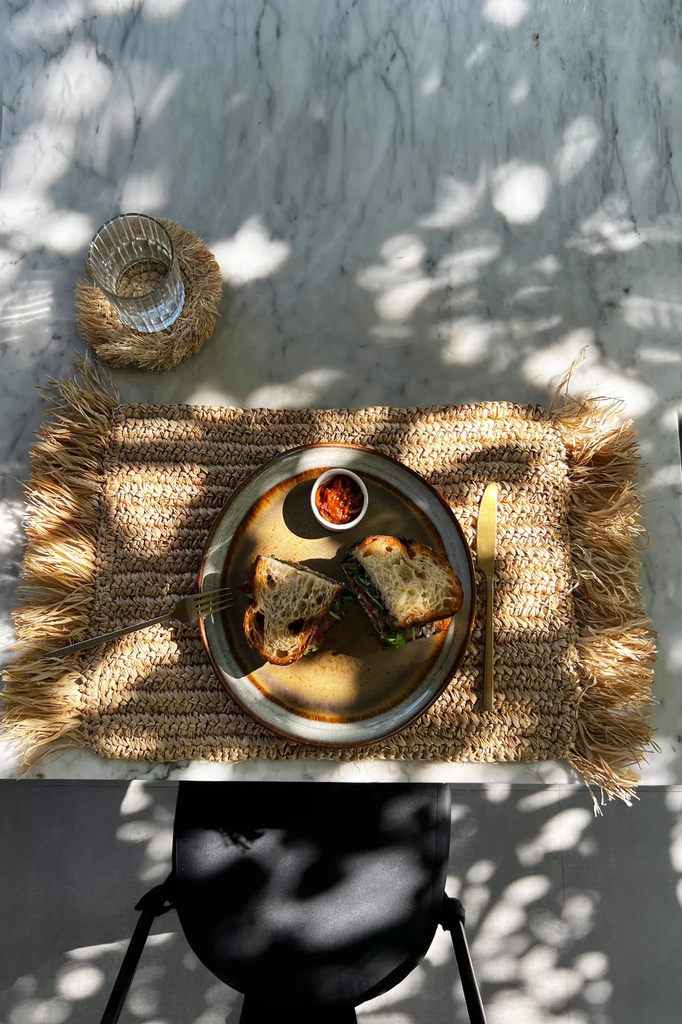Bazar Bizar De Fringe Raffia Placemat Rechthoeking - Naturel