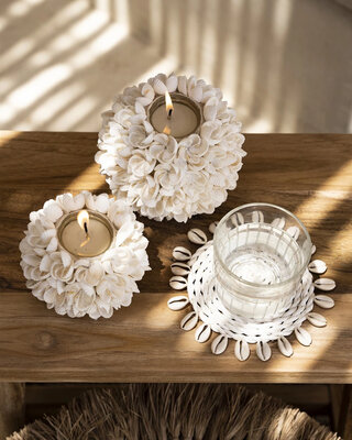 Bazar Bizar De Seagrass Shell Onderzetter - Wit
