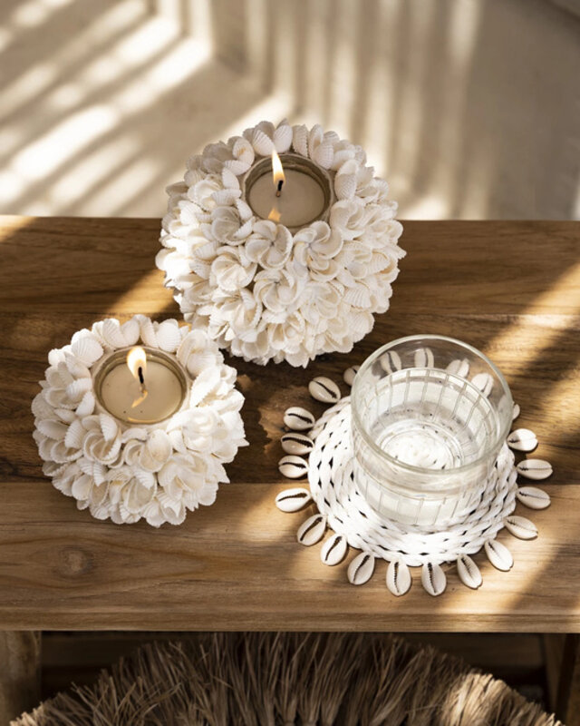 Bazar Bizar De Seagrass Shell Onderzetter - Wit