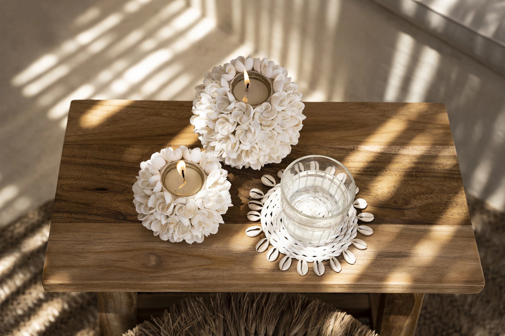 Bazar Bizar De Seagrass Shell Onderzetter - Wit