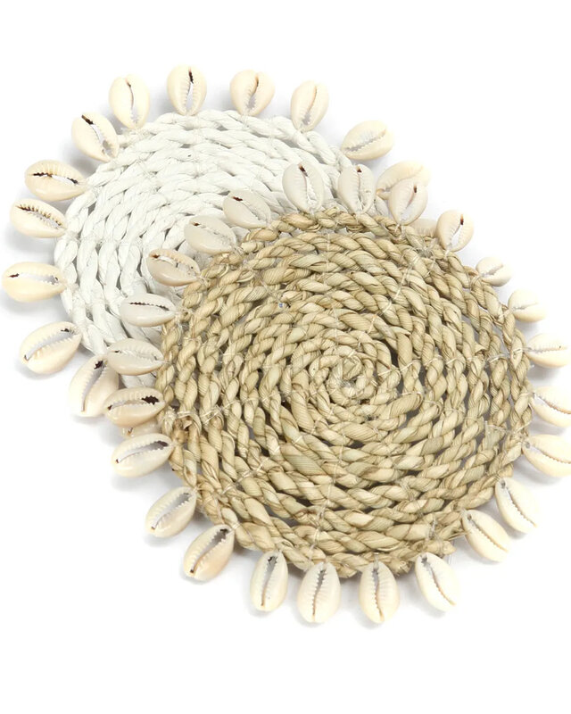 Bazar Bizar De Seagrass Shell Onderzetter - Wit