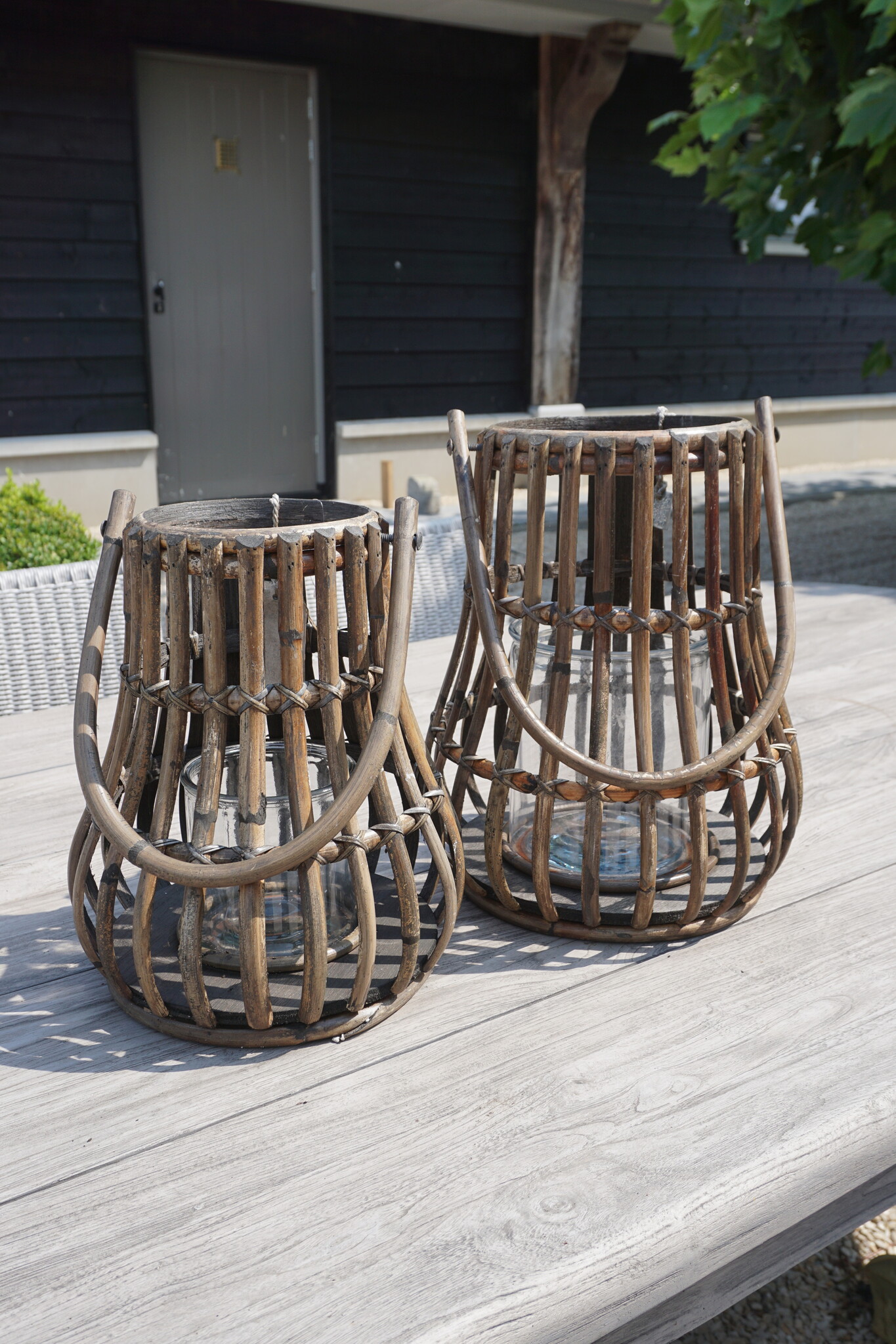 Rene Houtman Windlicht Lantaarn | Naturel/Donker Grijs | H30 x D28 Cm