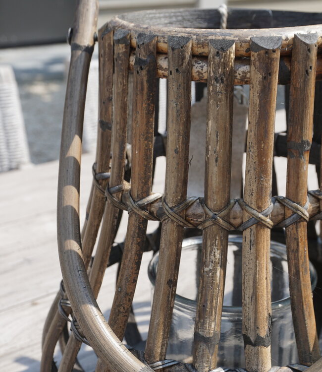 Rene Houtman Windlicht Lantaarn | Naturel/Donker Grijs | H30 x D28 Cm