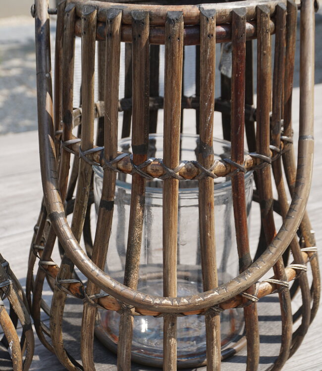 Rene Houtman Windlicht Lantaarn | Naturel/Donker Grijs | H30 x D28 Cm