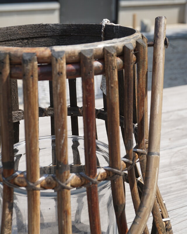 Rene Houtman Windlicht Lantaarn | Naturel/Donker Grijs | H30 x D28 Cm