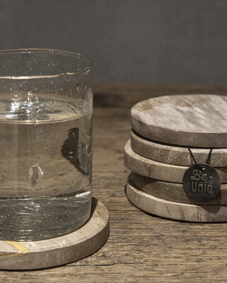Be-Uniq Onderzetters Versteend Hout | 6 St. | D10 x H11