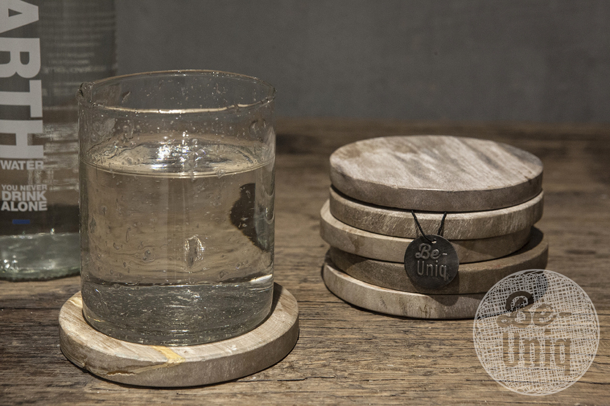 Be-Uniq Onderzetters Versteend Hout | 6 St. | D10 x H11