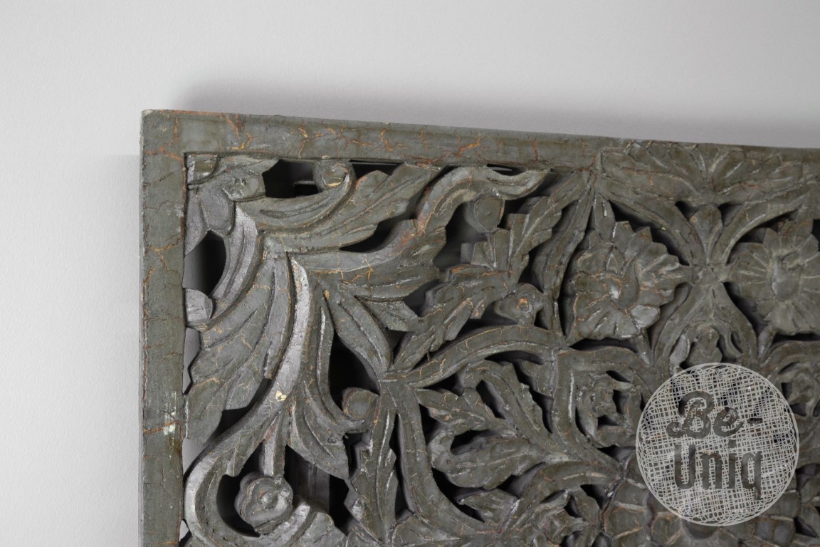 Be-Uniq Paneel Houtsnijwerk | Grey Craquelé | H90 x B60 x D5 cm