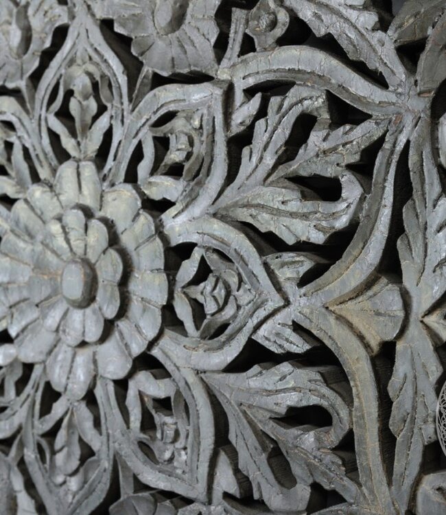 Be-Uniq Paneel Houtsnijwerk | Grey Craquelé | H90 x B60 x D5 cm