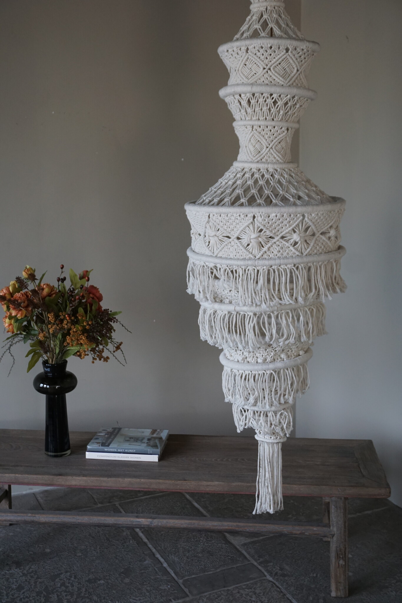 Rene Houtman Hanglamp Macramé | Wit | H212 x D50 cm