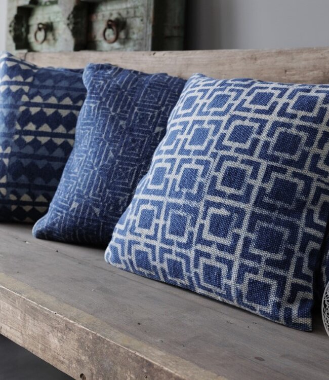 Be-Uniq Sierkussens Indigo | Set van 2 | Dessin C | H45 x B45 cm