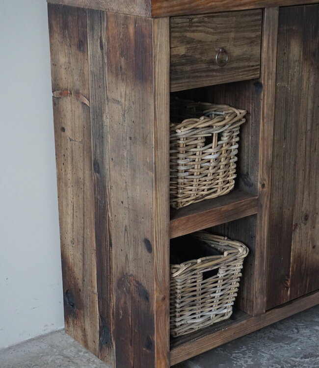 Rene Houtman Badkamermeubel Oud Hout Bertje | 2 lades & 2 deurtjes | Kies Maat