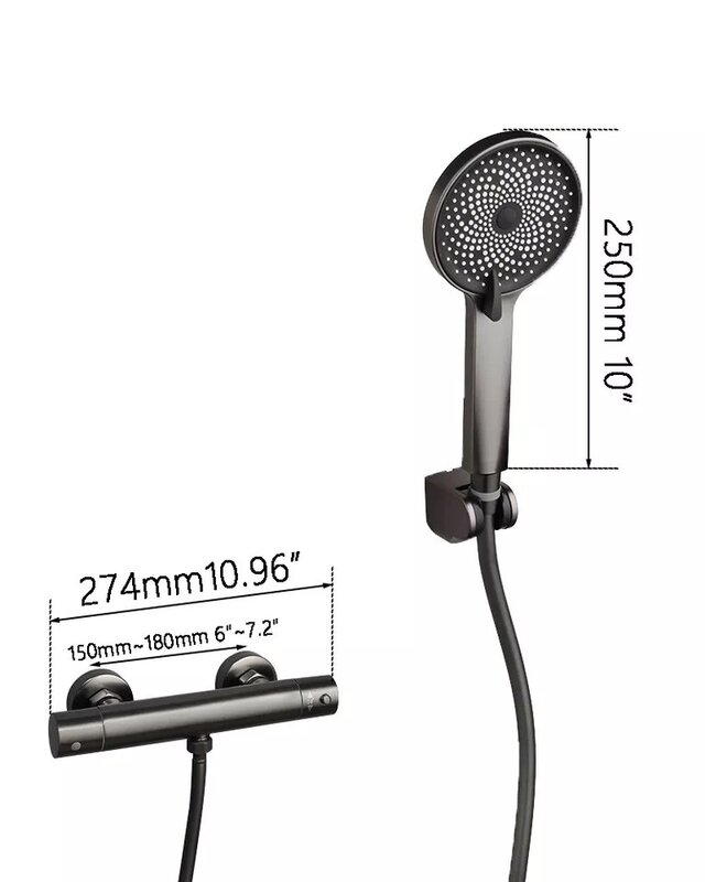 Rene Houtman Thermostatische Douche Set | Gun Metal