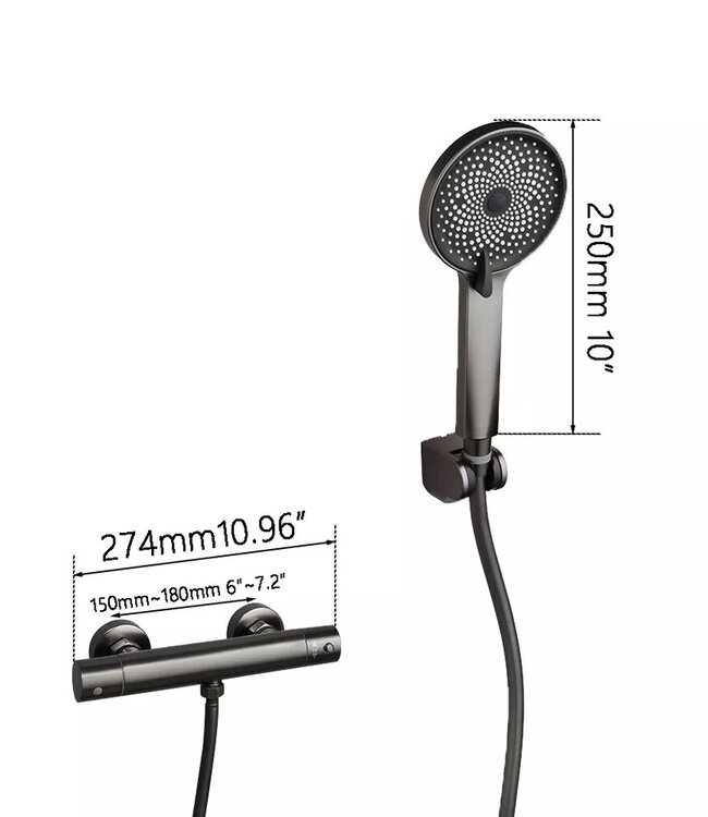 Rene Houtman Thermostatische Douche Set | Gun Metal