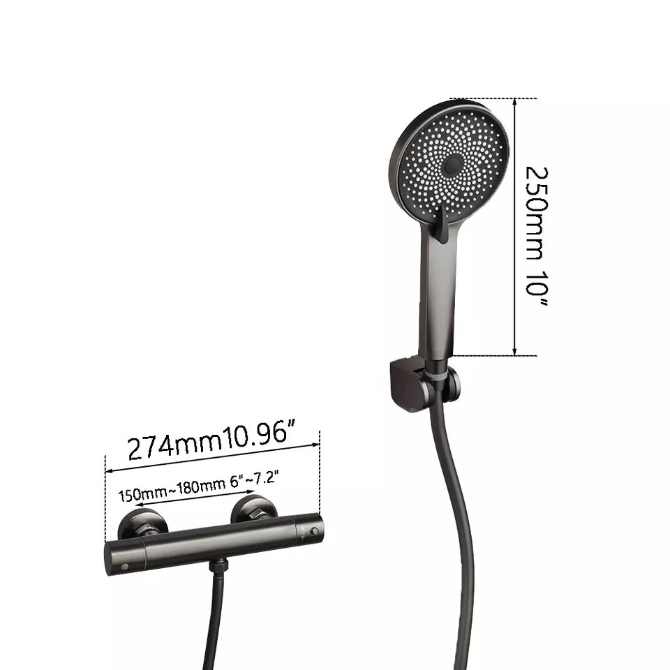 Rene Houtman Thermostatische Douche Set | Gun Metal