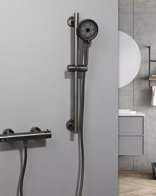 Rene Houtman Thermostatische Douche Set met Glijstang | Gun Metal