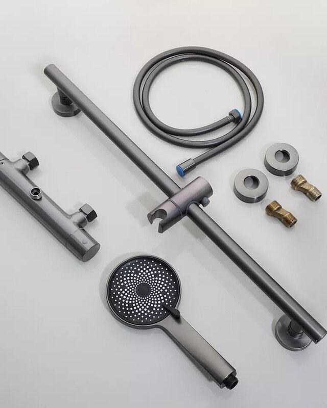 Rene Houtman Thermostatische Douche Set met Glijstang | Gun Metal