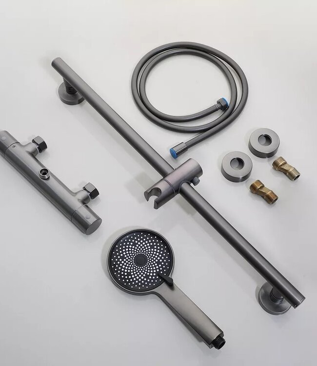 Rene Houtman Thermostatische Douche Set met Glijstang | Gun Metal