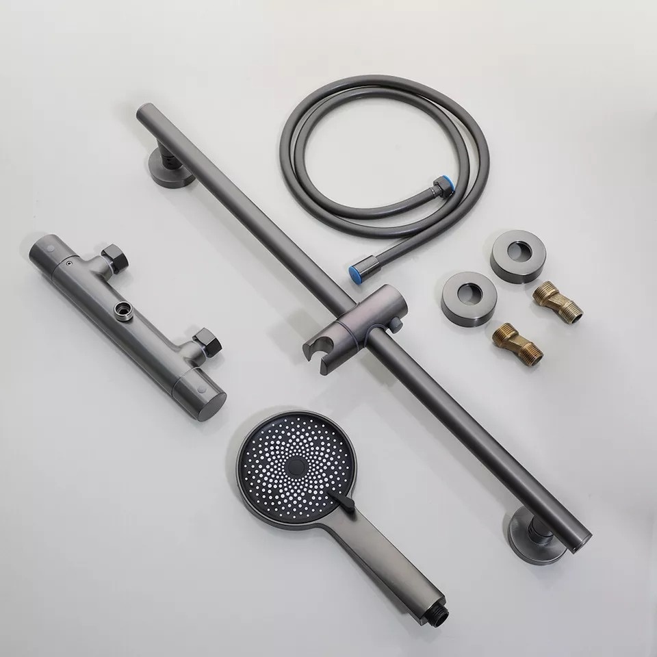 Rene Houtman Thermostatische Douche Set met Glijstang | Gun Metal