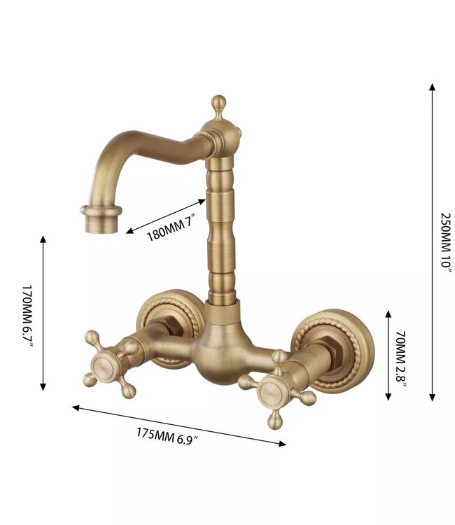 Rene Houtman Nostalgische Bronskleurige Badkraan Klassiek