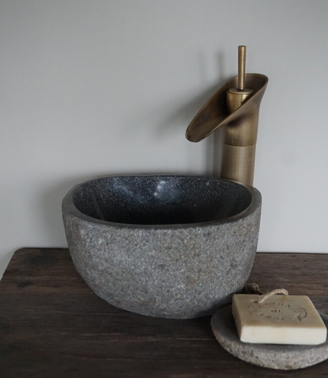 Rene Houtman Kleine stenen waskom + spoelgat B25xD23xH14