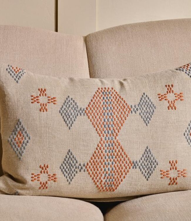 NKUKU Nkuku Ekta Embroidered Linen Cushion Cover