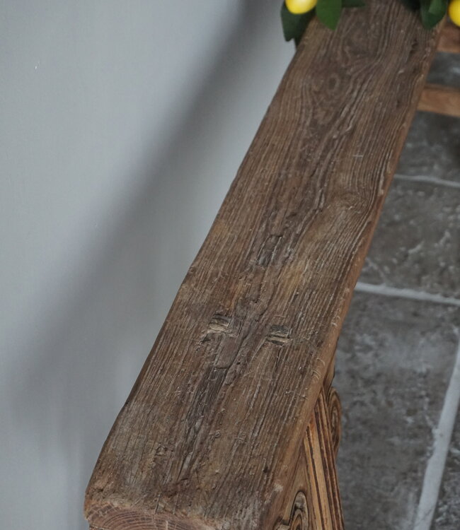 Rene Houtman Bankje Chinees Oud Hout Krulpoten Houtsnijwerk 2