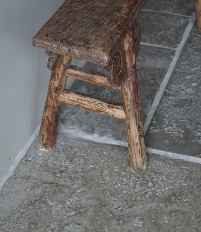 Rene Houtman Bankje Chinees Oud Hout Krulpoten Houtsnijwerk 4