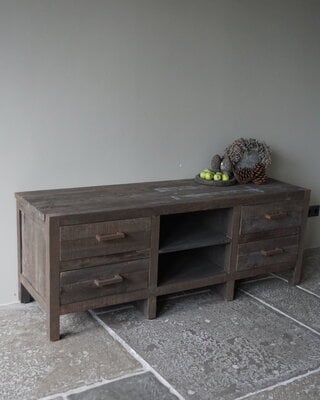 Rene Houtman TV-Meubel Driftwood 4 Lades - B160xH60xD50 Cm