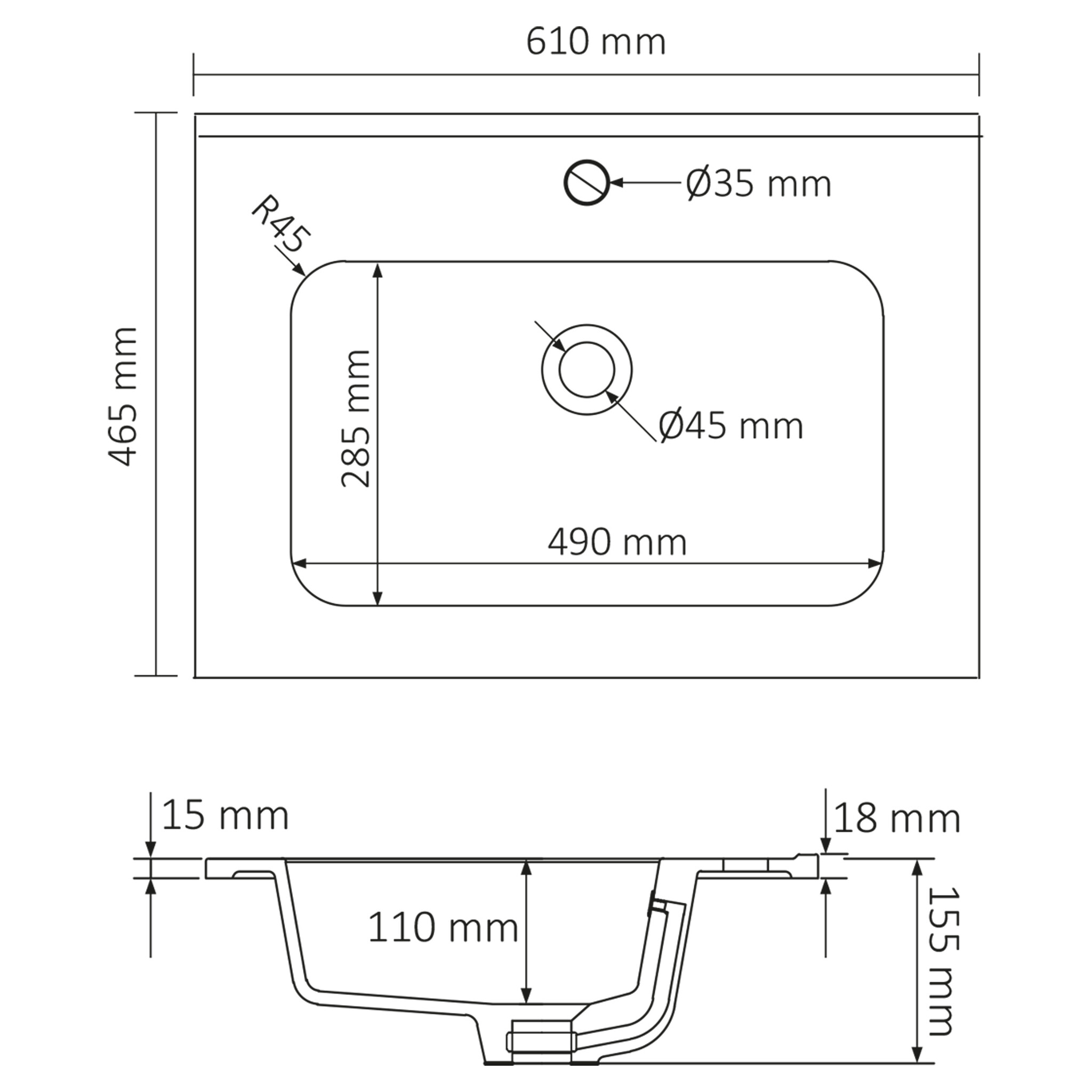 Differnz Elin Wastafel | Mat Taupe | H1,5 x B61 x D46,5 cm
