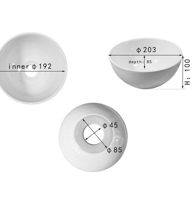 Differnz Waskom Boomer | Keramiek | Wit | H10 x Ø20 cm