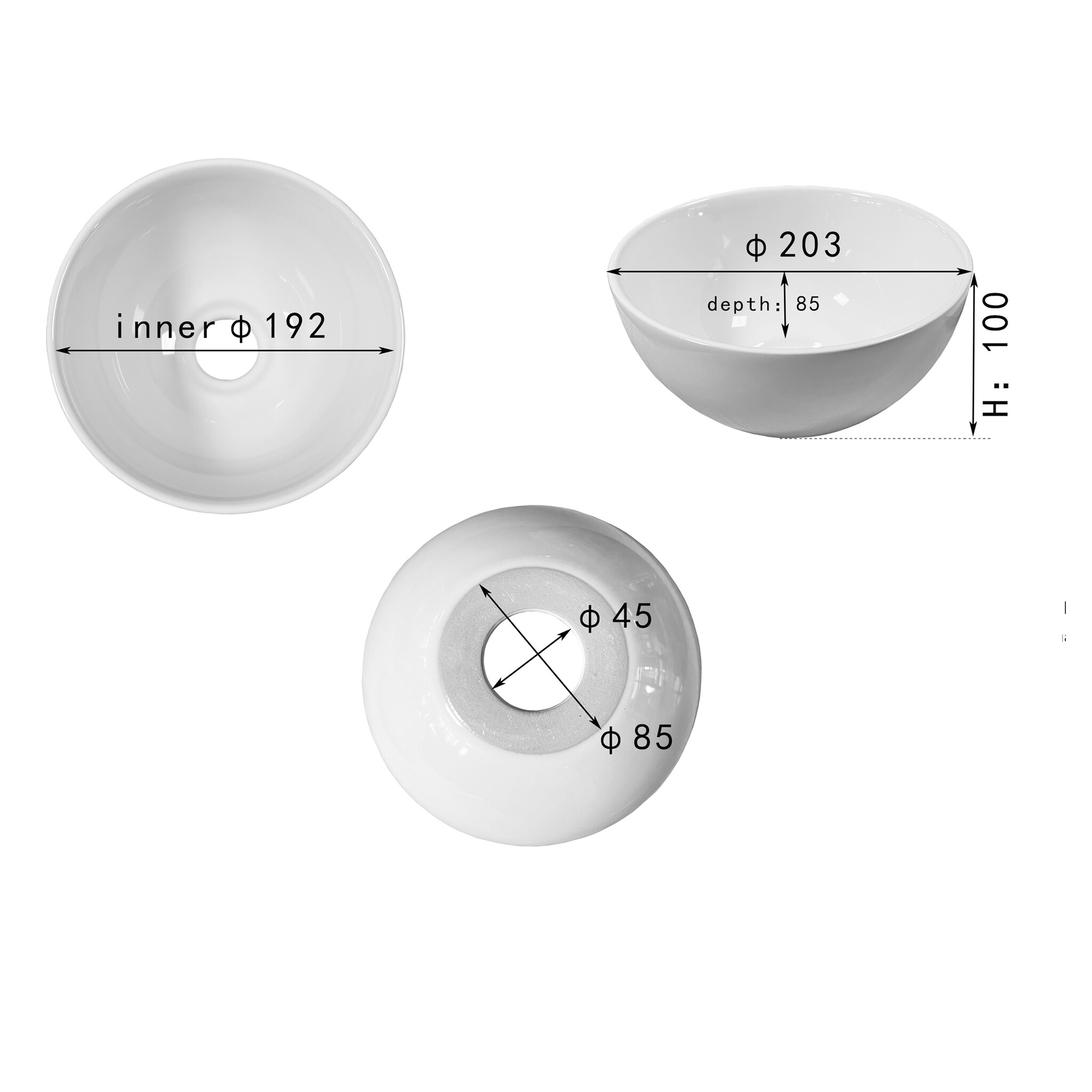 Differnz Waskom Boomer | Keramiek | Wit | H10 x Ø20 cm