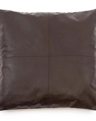 Bazar Bizar De Four Panel Leather Kussenhoes - Chocolade - 60x60