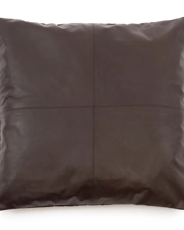 Bazar Bizar De Four Panel Leather Kussenhoes - Chocolade - 60x60