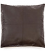 Bazar Bizar De Four Panel Leather Kussenhoes - Chocolade - 60x60