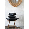 De Four Leather Panel Kussenhoes - Zwart - 60x60