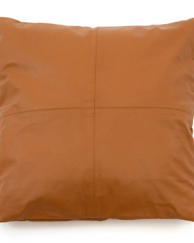 Bazar Bizar De Four Panel Leather Kussenhoes - Camel - 60x60
