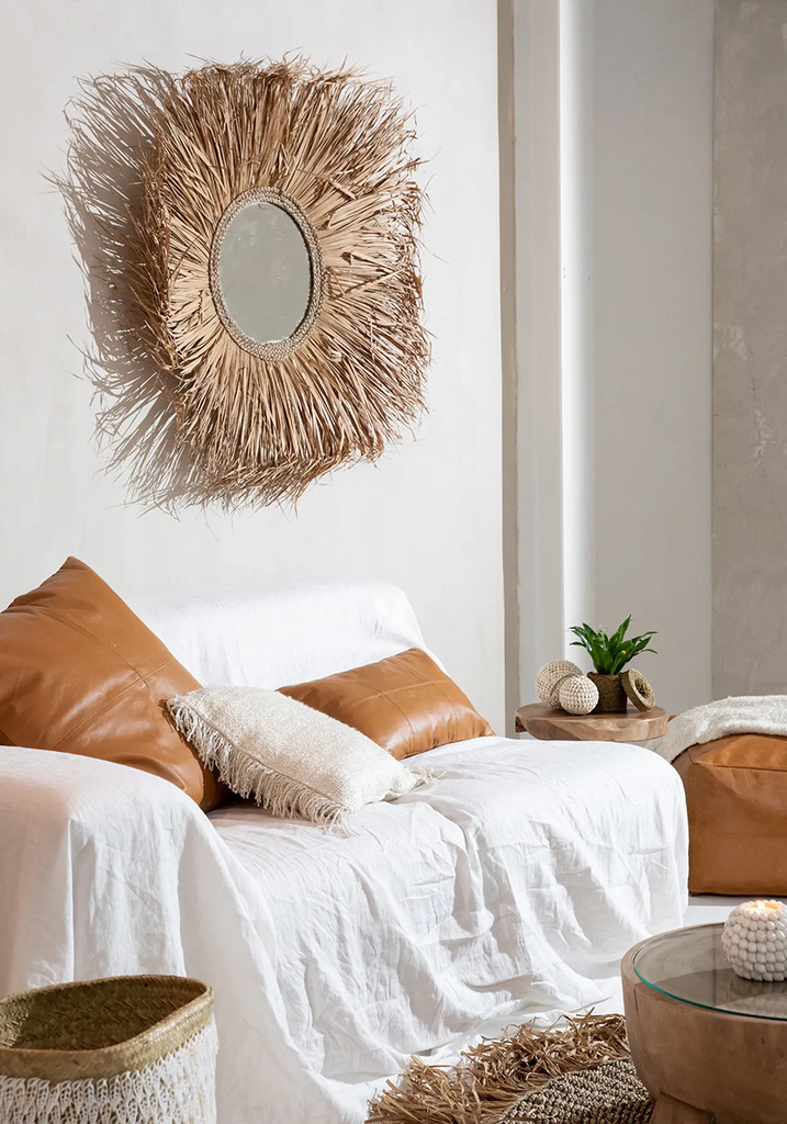 Bazar Bizar Het Six Panel Leather Kussenhoes - Kameel - 30x50