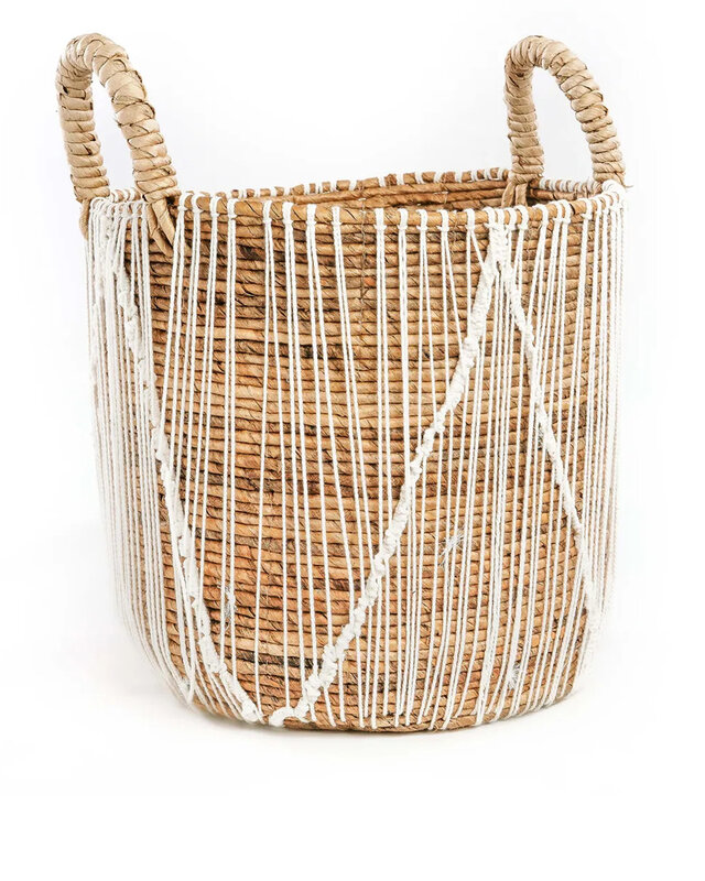 Bazar Bizar De Straight Stitched Macrame Mand - Naturel Wit - L