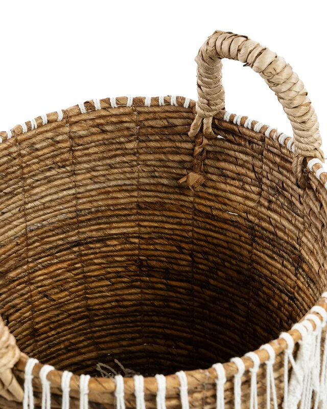 Bazar Bizar De Straight Stitched Macrame Mand - Naturel Wit - L