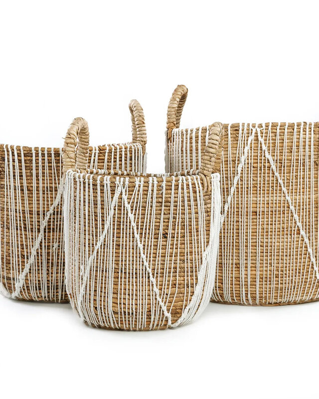 Bazar Bizar De Straight Stitched Macrame Mand - Naturel Wit - L