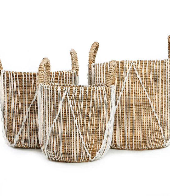 Bazar Bizar De Straight Stitched Macrame Mand - Naturel Wit - L