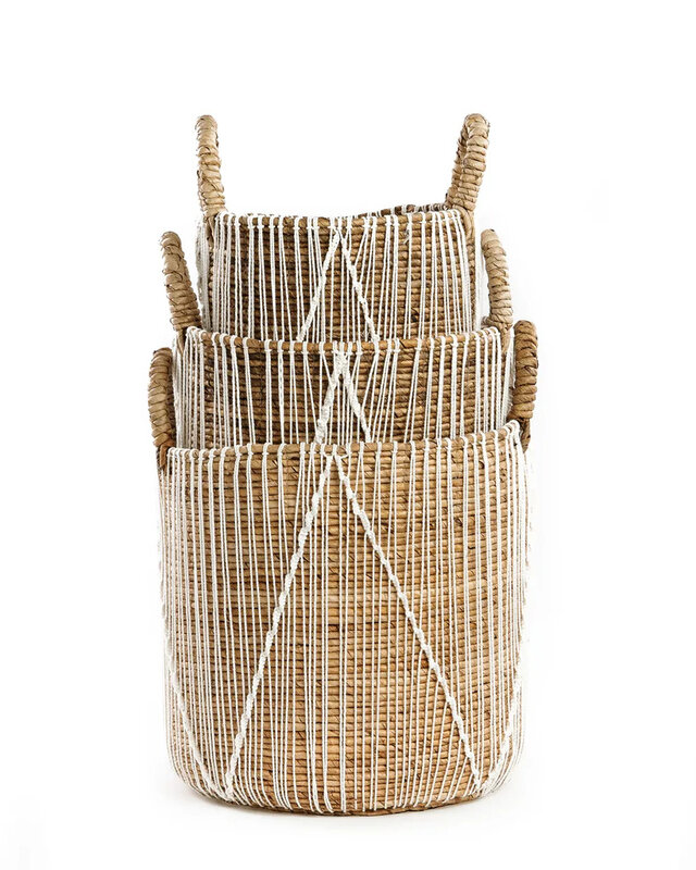 Bazar Bizar De Straight Stitched Macrame Mand - Naturel Wit - L