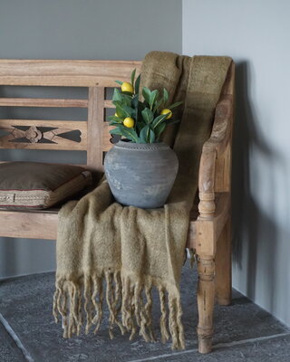 Goround Interior Wollen Plaid Wheat/Olive 130 x 170 Cm