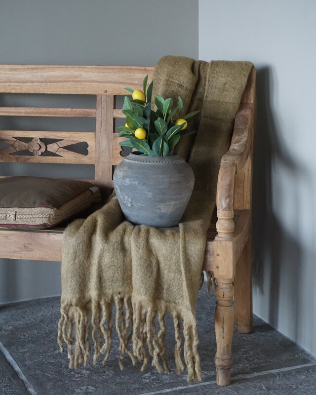 Goround Interior Wollen Plaid Wheat/Olive 130 x 170 Cm