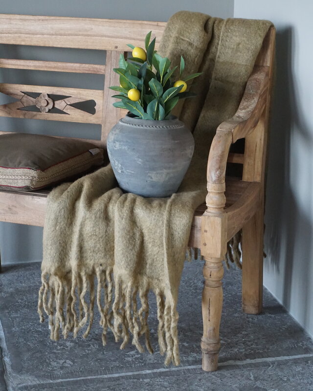Goround Interior Wollen Plaid Wheat/Olive 130 x 170 Cm