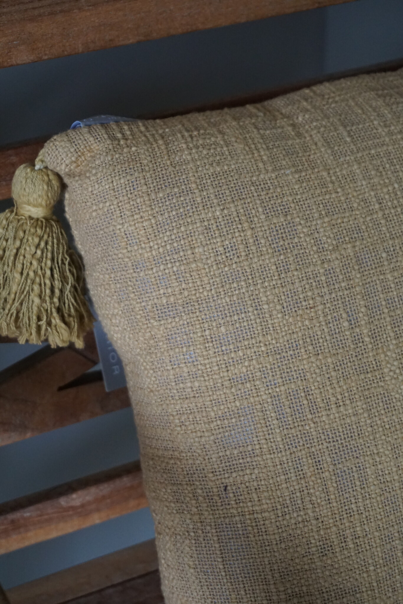 Goround Interior Kussen Slub Wheat/Olive Met Tassels/Kwastjes 40x40