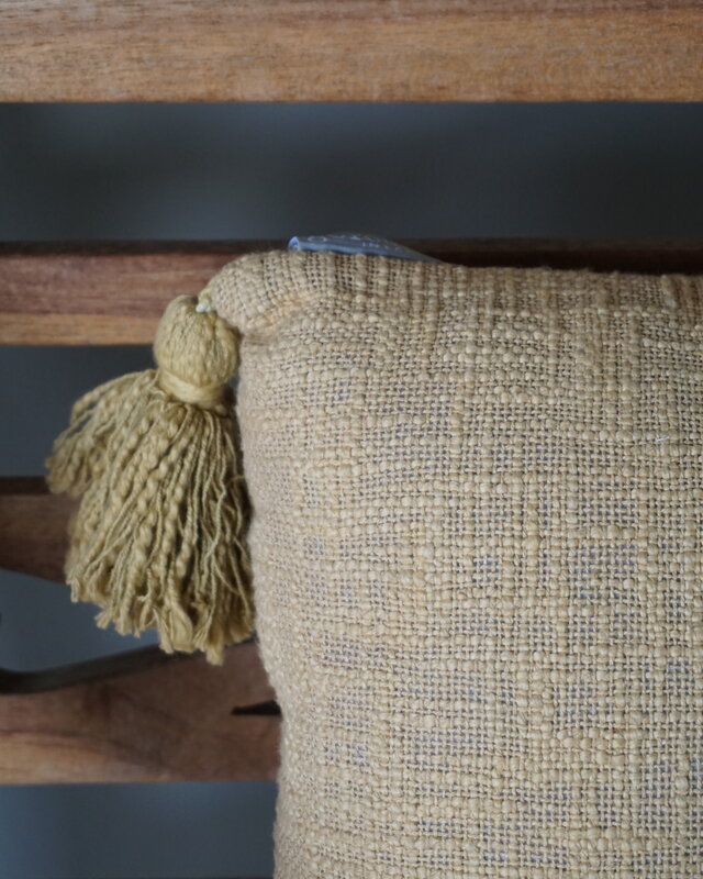 Goround Interior Kussen Slub Wheat/Olive Met Tassels/Kwastjes 40x40